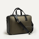 sac à bandoulière homme en toile kaki et cuir noir