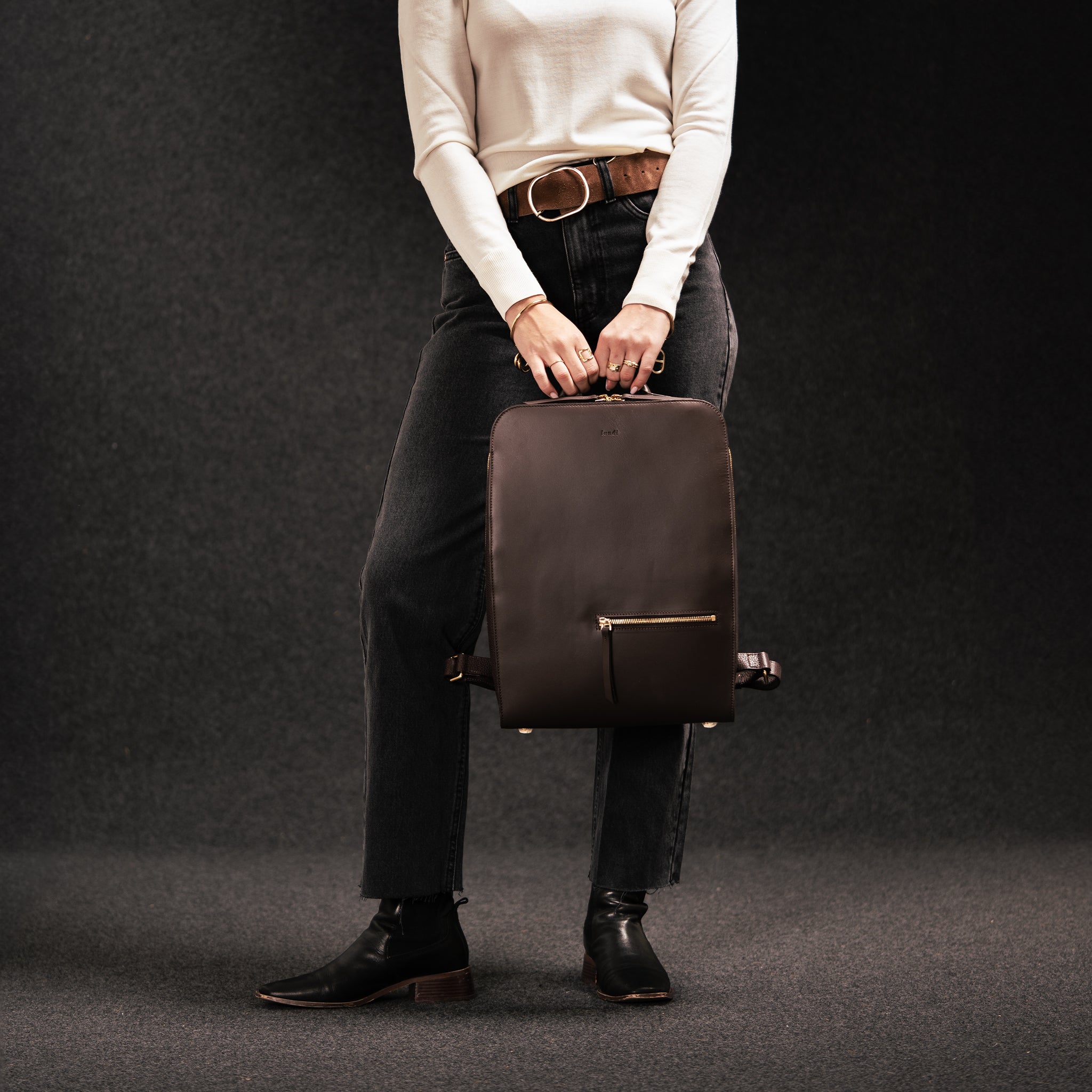 lundi Leather Backpack | Chiara Chestnut