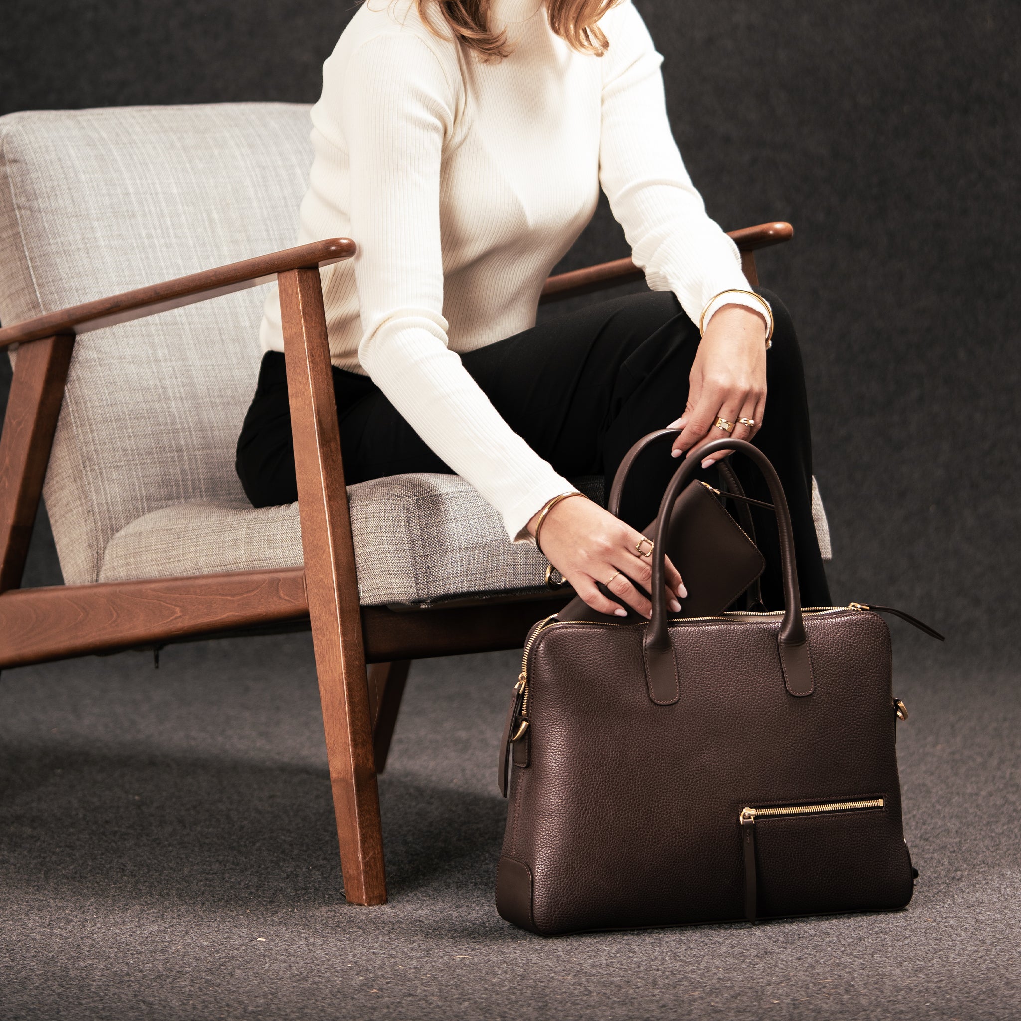 lundi Leather Briefcase | Lena Chestnut