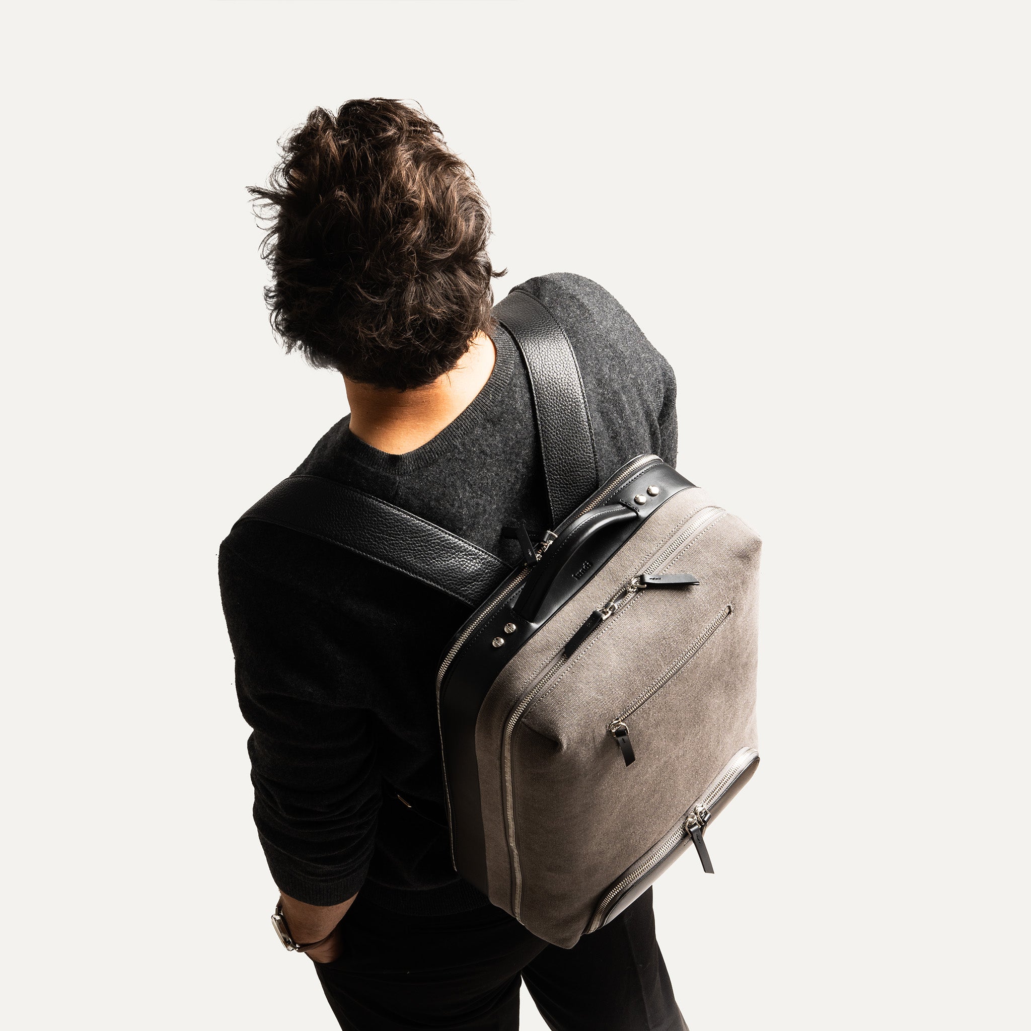 Sac à dos ordinateur portable homme en cuir et toile