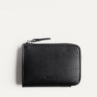 Portefeuille homme cuir noir Clovis, format compact 12 x 8,5 cm avec fermeture zippée.