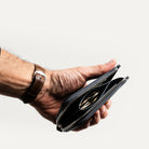 Leather wallet for women with coin pocket and zipper, easy access interior