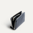 Leather wallets for women, blue wallet with cash and coin compartments