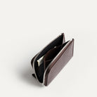 Open leather wallet showing compartments for notes and coins – ladies leather wallets with practical layout.