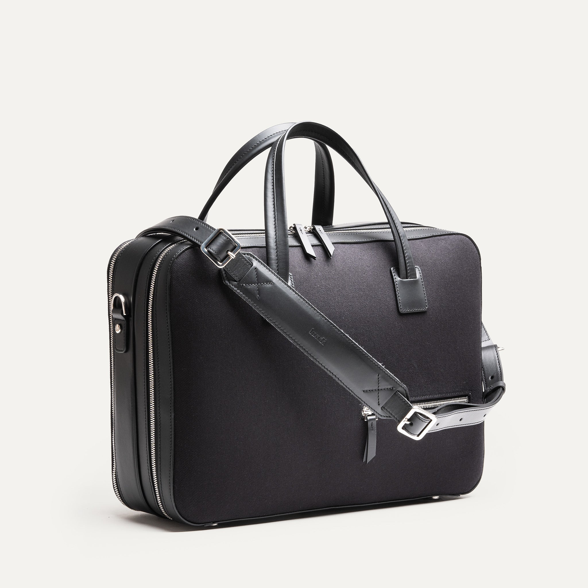 Sac à bandoulière homme en toile et cuir noir