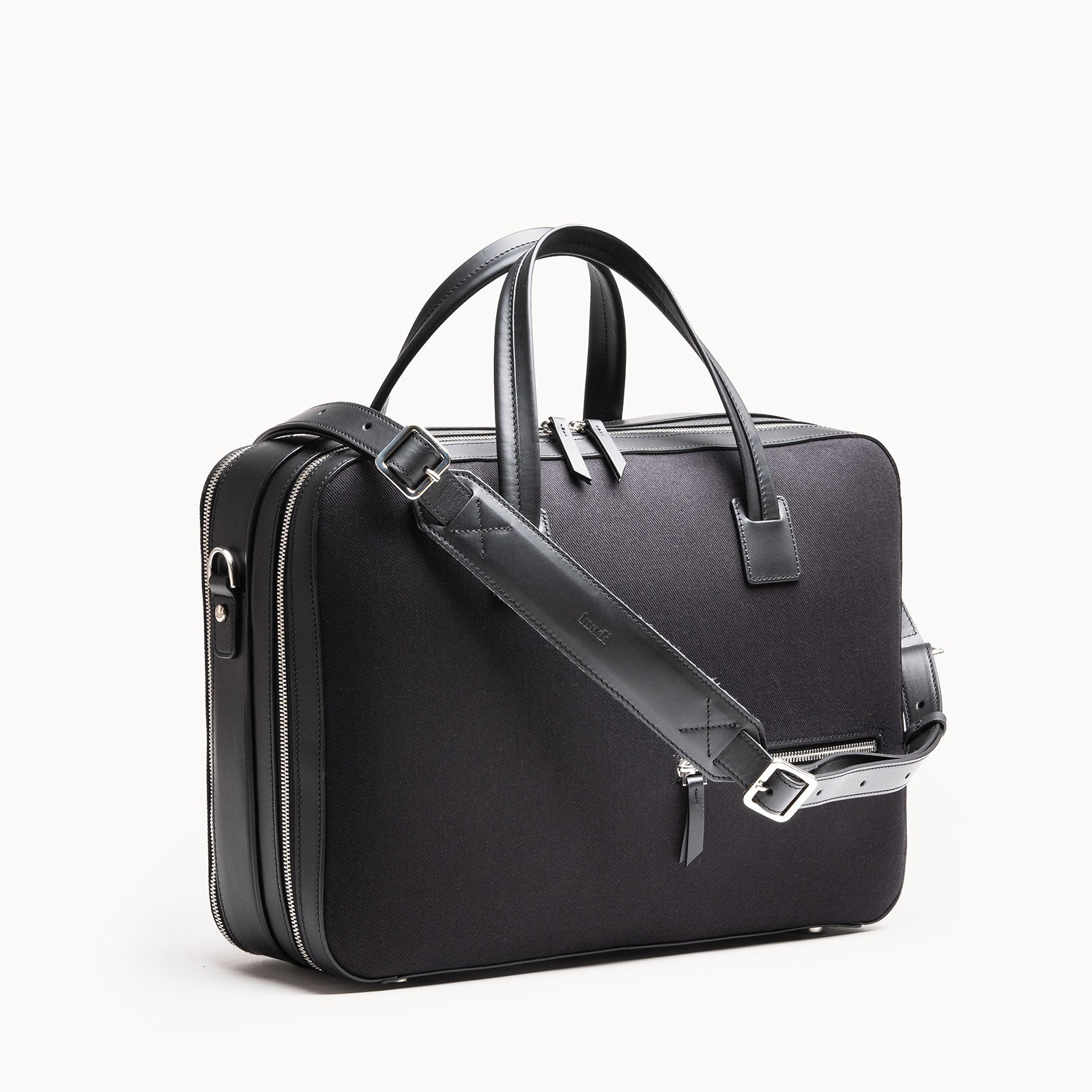 Sac à bandoulière homme en toile et cuir noir