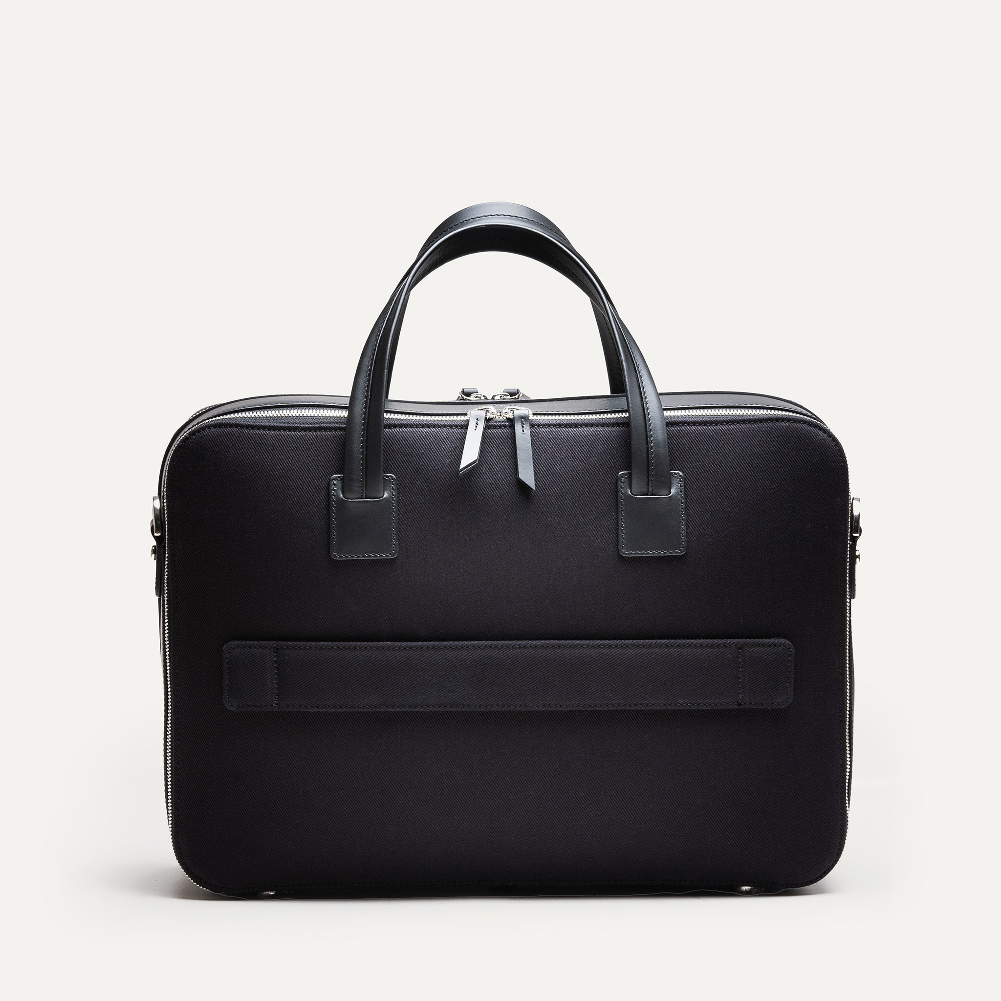 Briefcase en toile et cuir noir