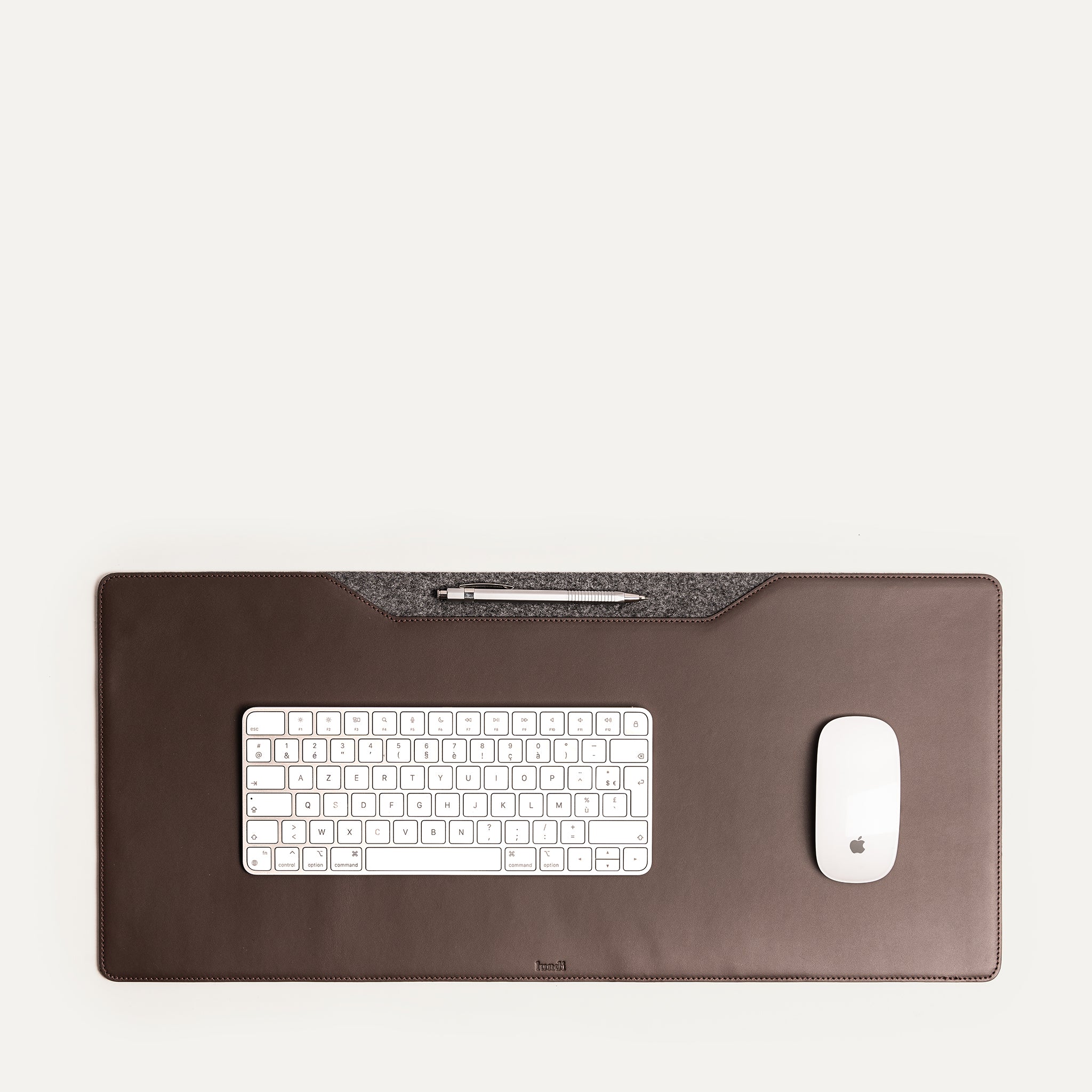 Leather desk pad in brown