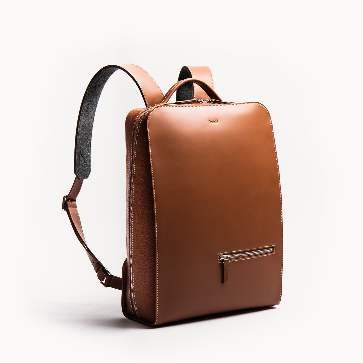 Men's cognac leather backpack