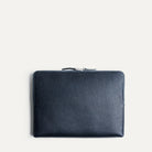 Pochette ordinateur en cuir grainé marine