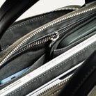 Porte-documents en toile kaki et cuir noir lundi