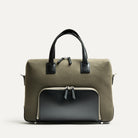 Porte-documents en toile kaki et cuir noir lundi