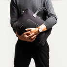 Porte-document compact et élégant, en toile de coton et cuir lisse