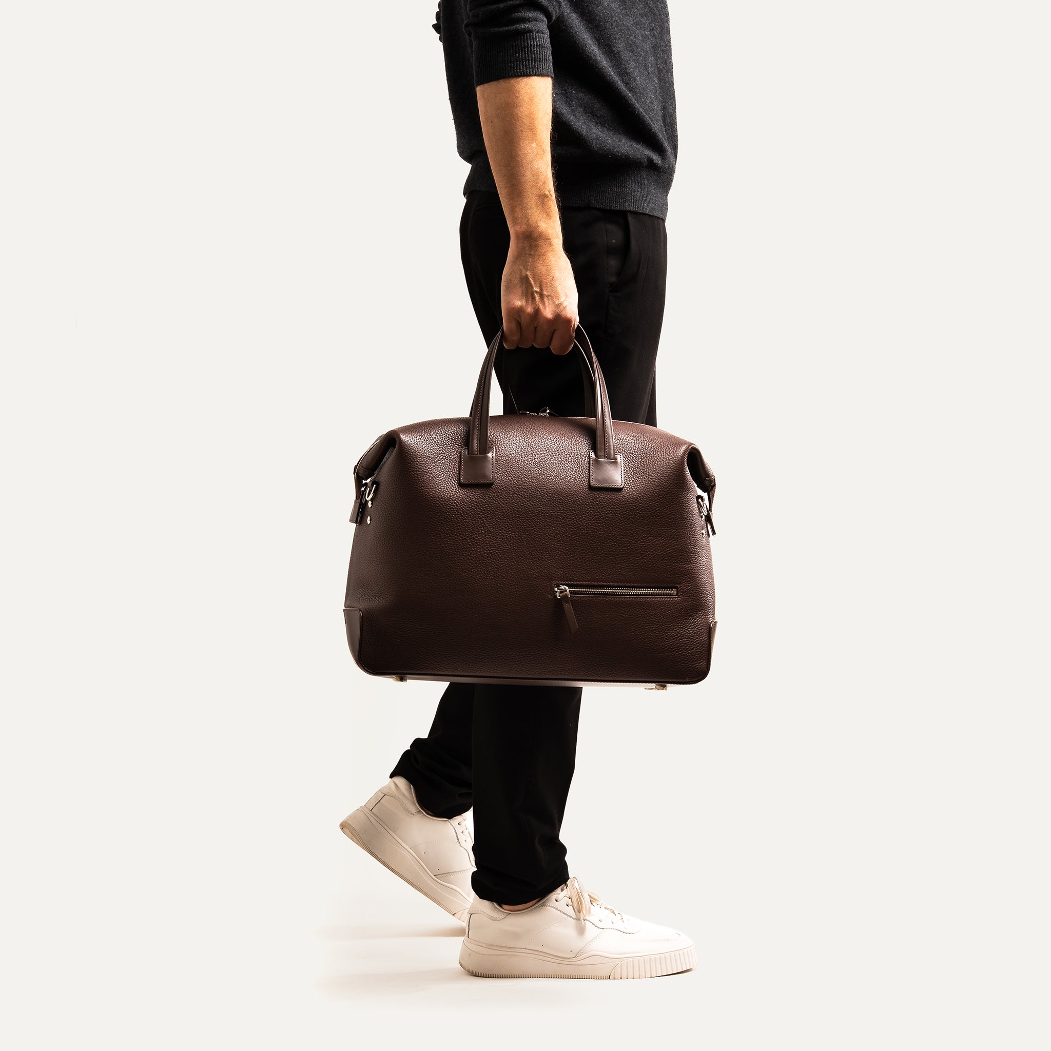 Sac de voyage cabine en cuir marron avec bandoulière réglable – élégant pour homme ou femme