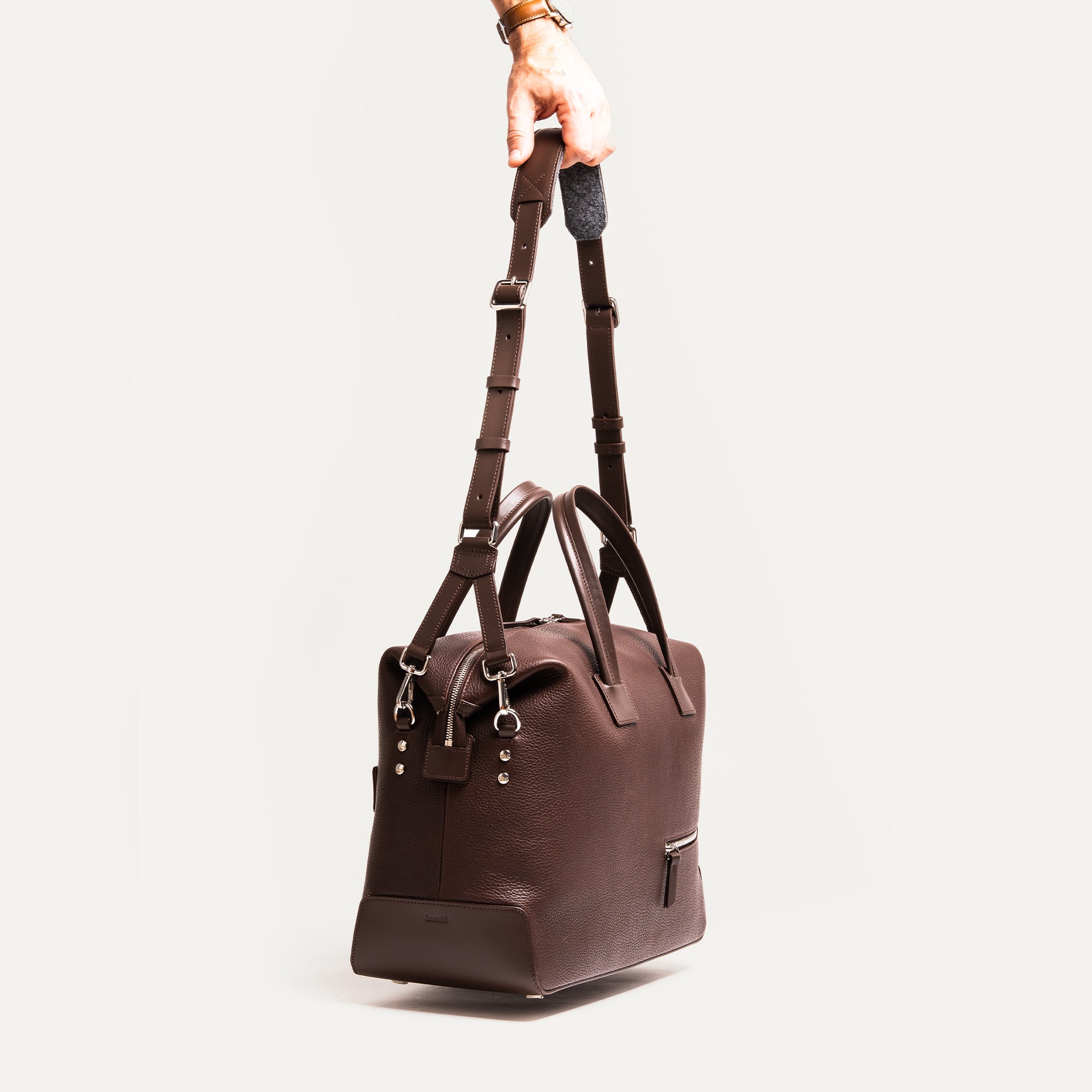 Sac de voyage cabine en cuir marron avec bandoulière – idéal homme ou femme pour déplacements courts