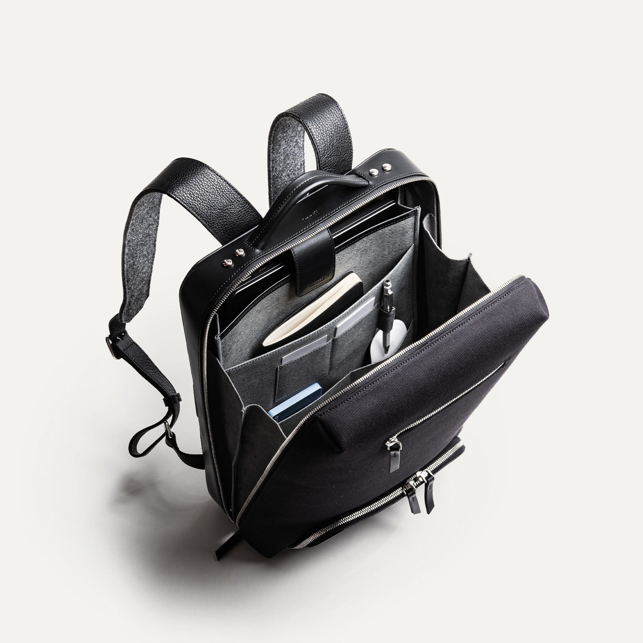 sac à dos pour ordinateur homme, avec rangements sécurisés pour documents, stylos et tablette.
