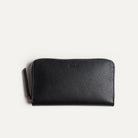 Compagnon femme en cuir noir vu de face, fermé