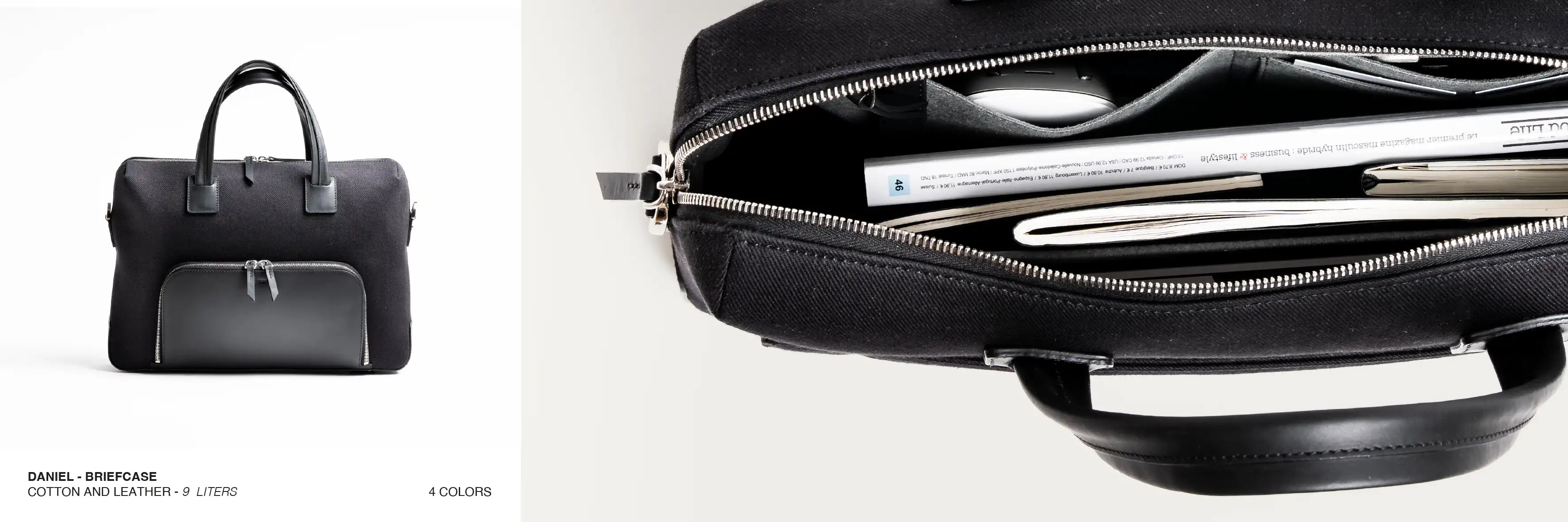 cotton and leather briefcase by lundi