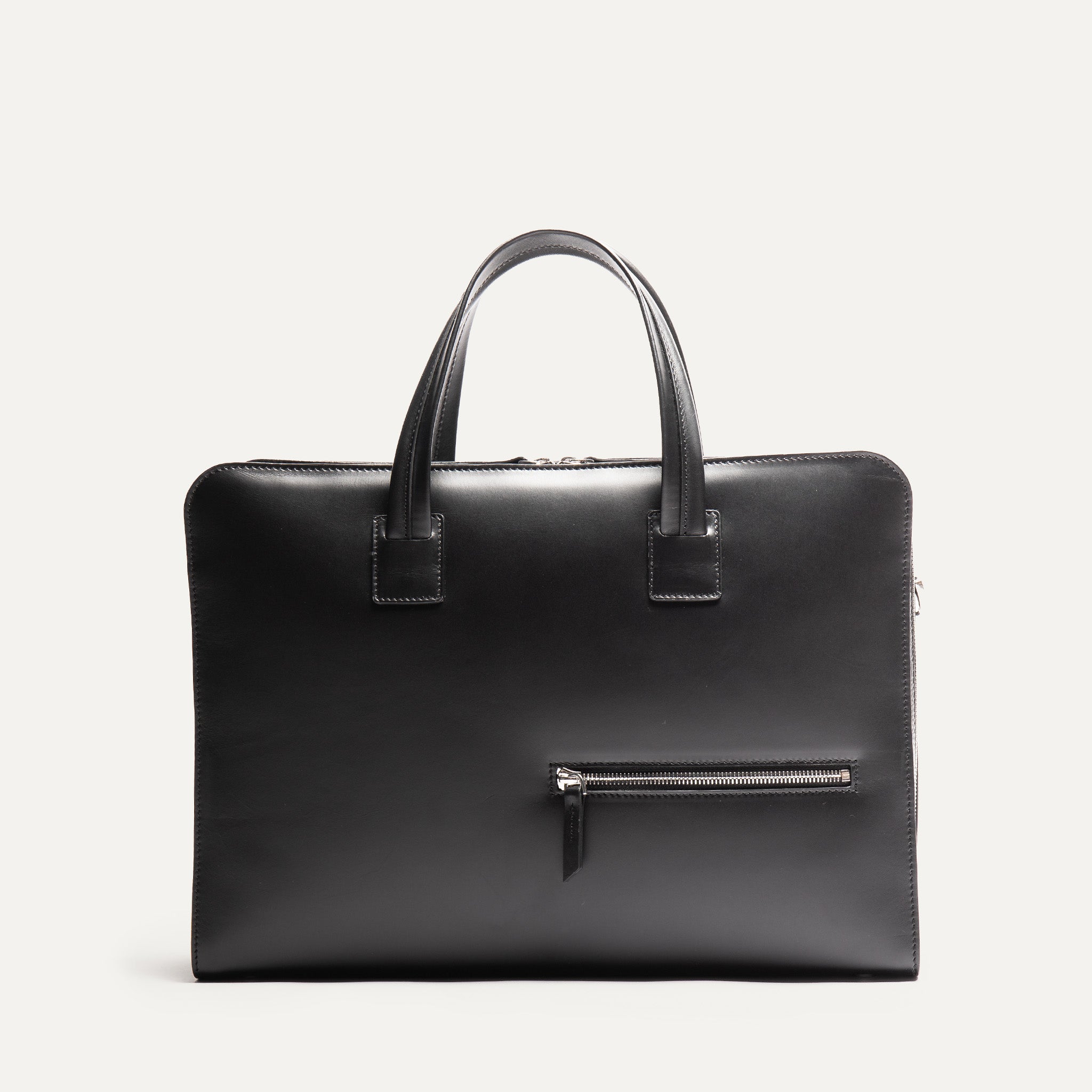 Sac cuir homme écologique en cuir noir tanné naturel.