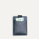 Porte carte lundi en cuir marine avec une capacité de 6 cartes et un rangement pour billet - modèle LOUIS 60 euros.