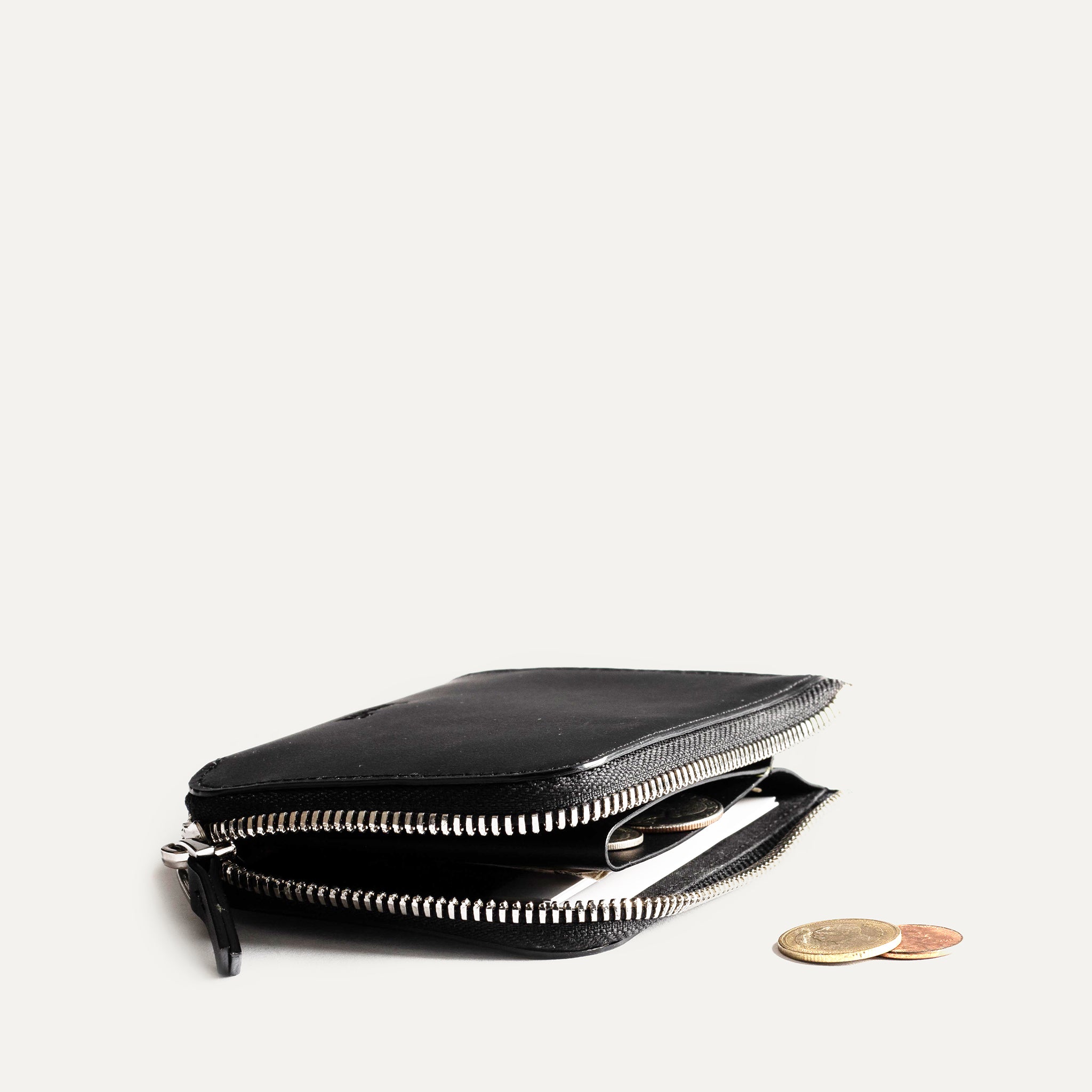 Petit portefeuille en cuir noir - modèle CHARLES