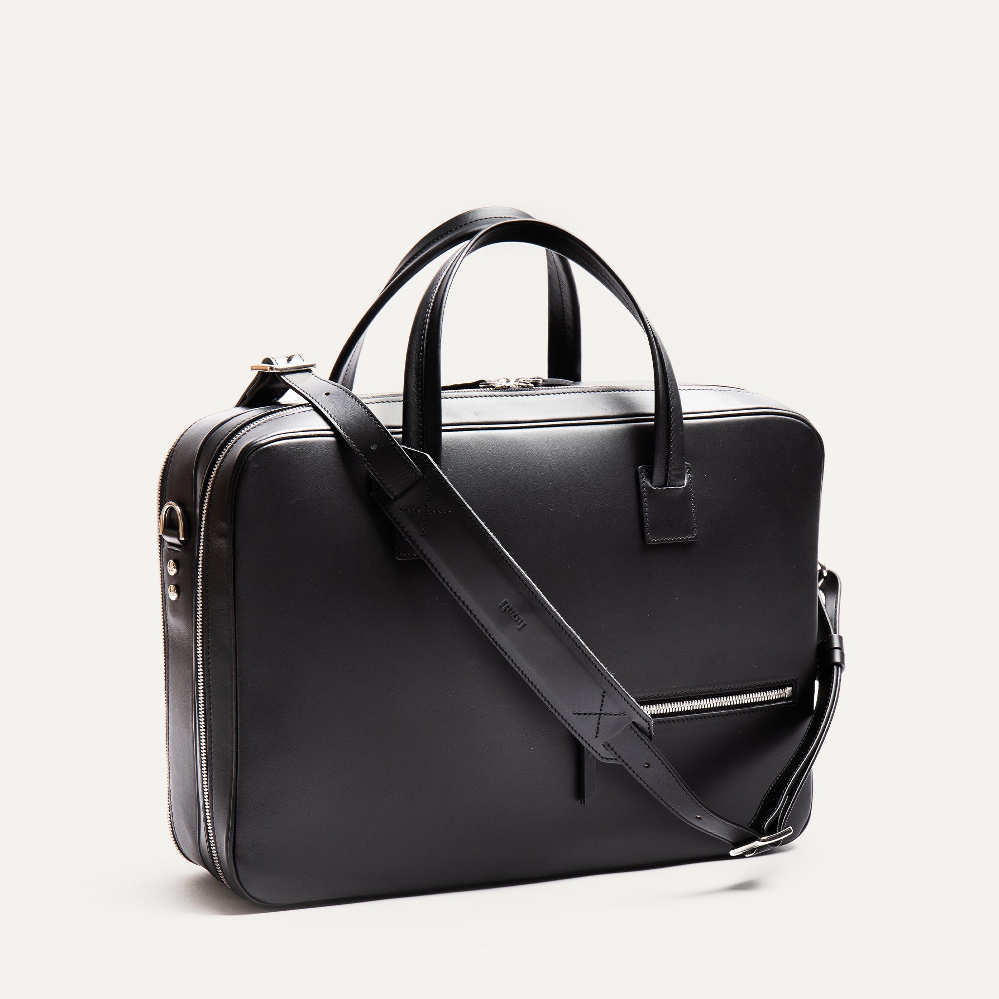 BELLECOURT - Black | Sac ordinateur 36 heures lundi en cuir lisse