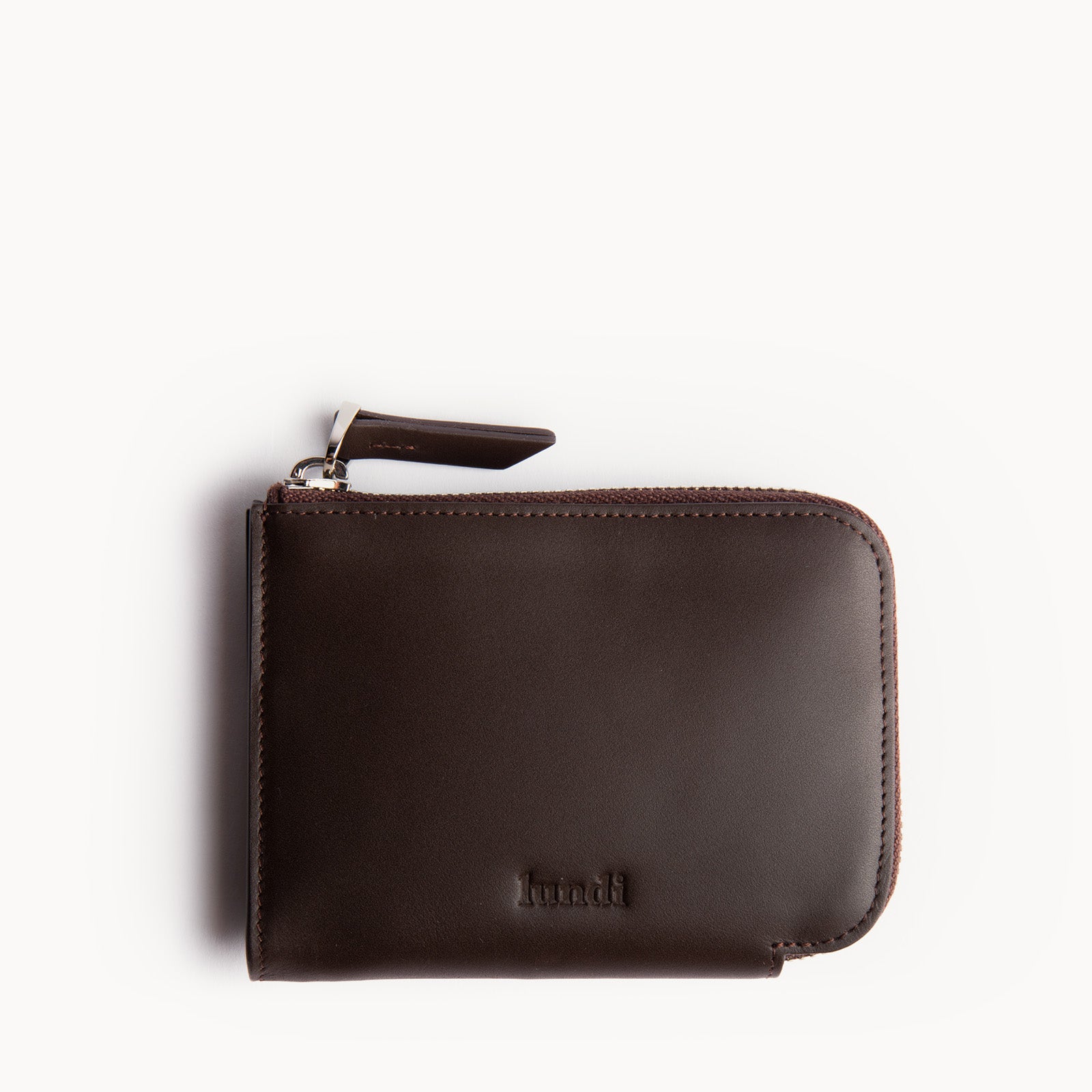 Portefeuille femme luxe marron en cuir lisse semi végétal - modèle CHARLES par lundi