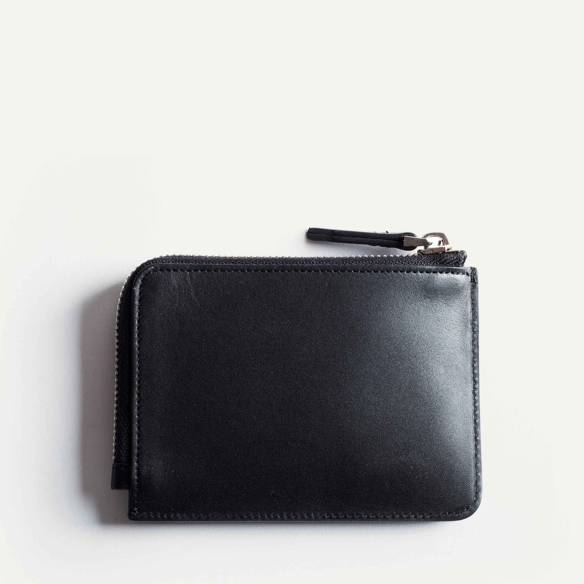 Portefeuille cuir femme ou homme WALDO, face arrière lisse en cuir noir au tannage végétal
