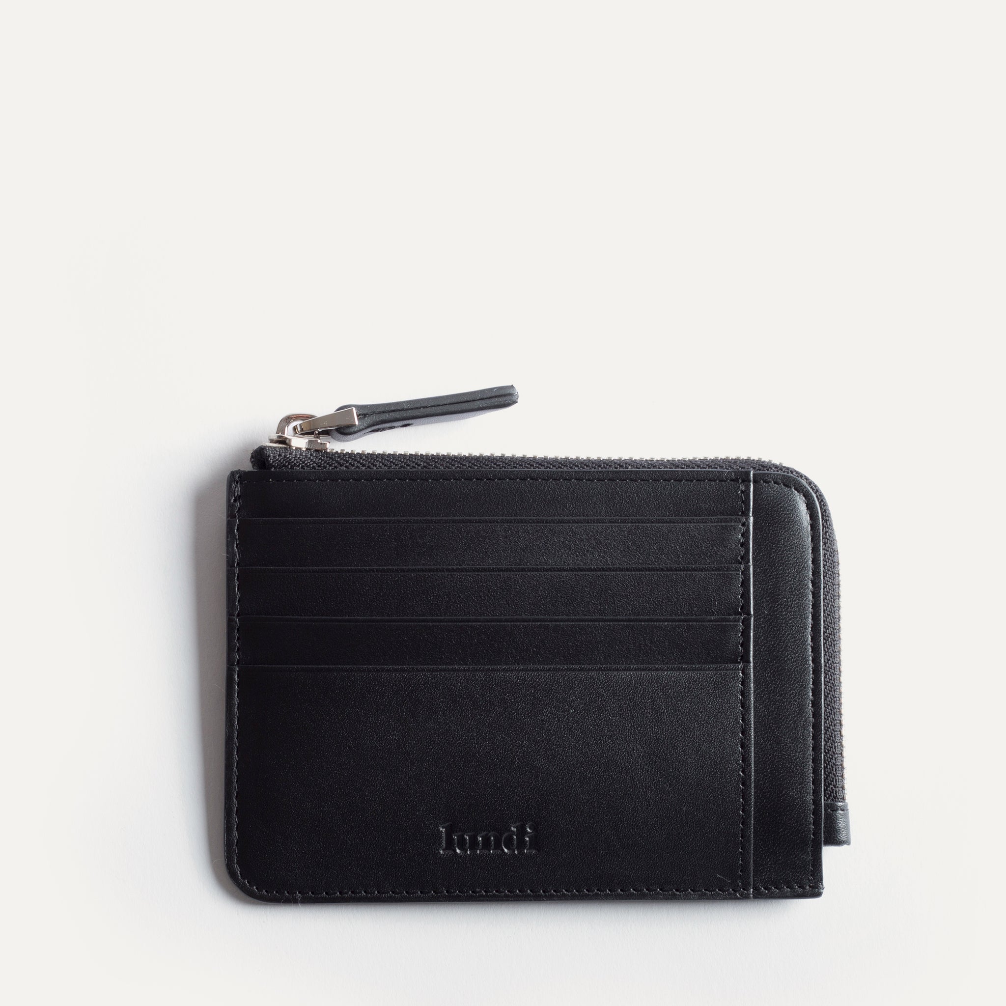 Portefeuille homme cuir noir WALDO avec fente pour cartes et fermeture zippée – portefeuille homme luxe compact