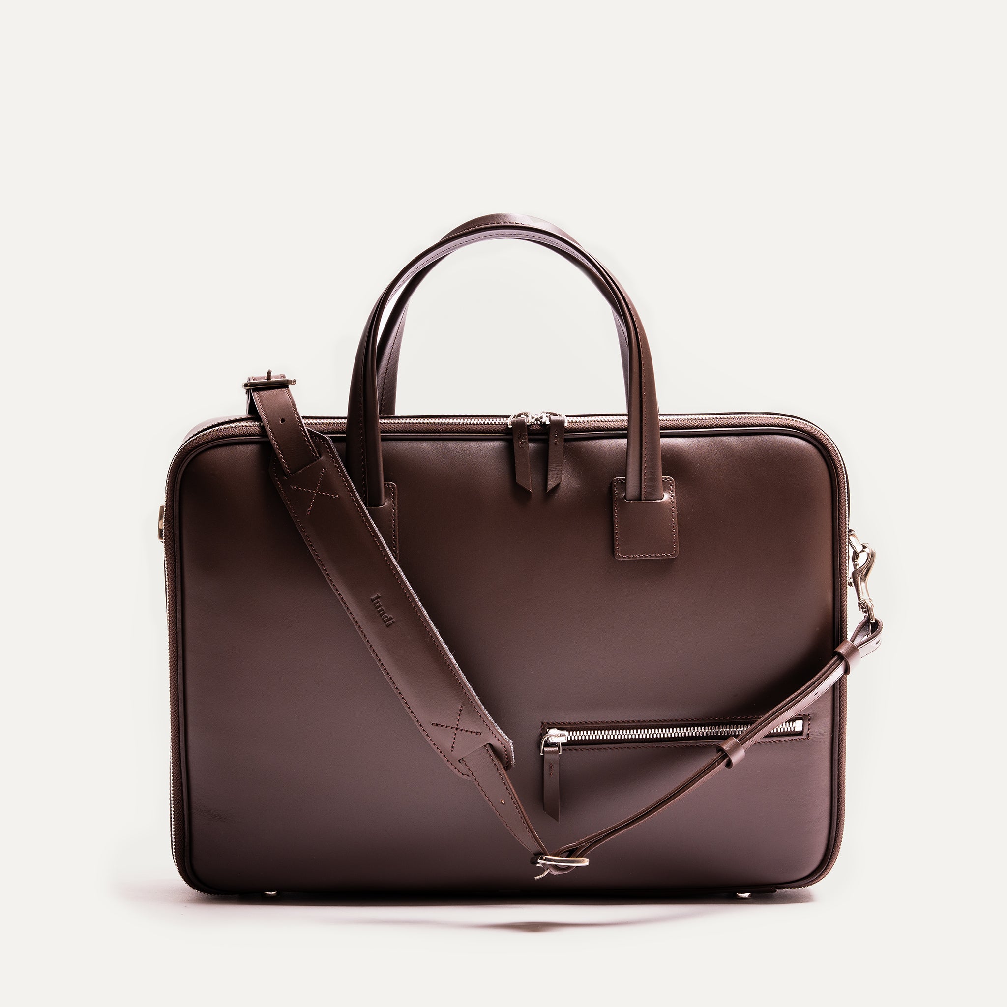 lundi Leather Briefcase | ALESSANDRO Brown
