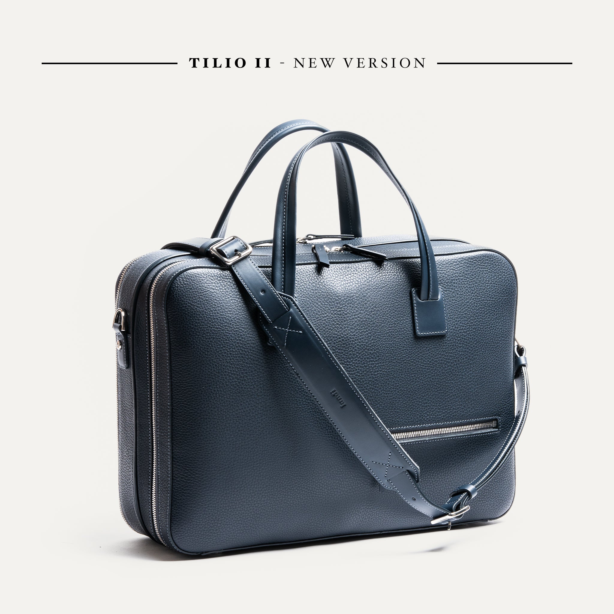 TILIO II - Navy | lundi 36 hour laptop bag in full grained leather