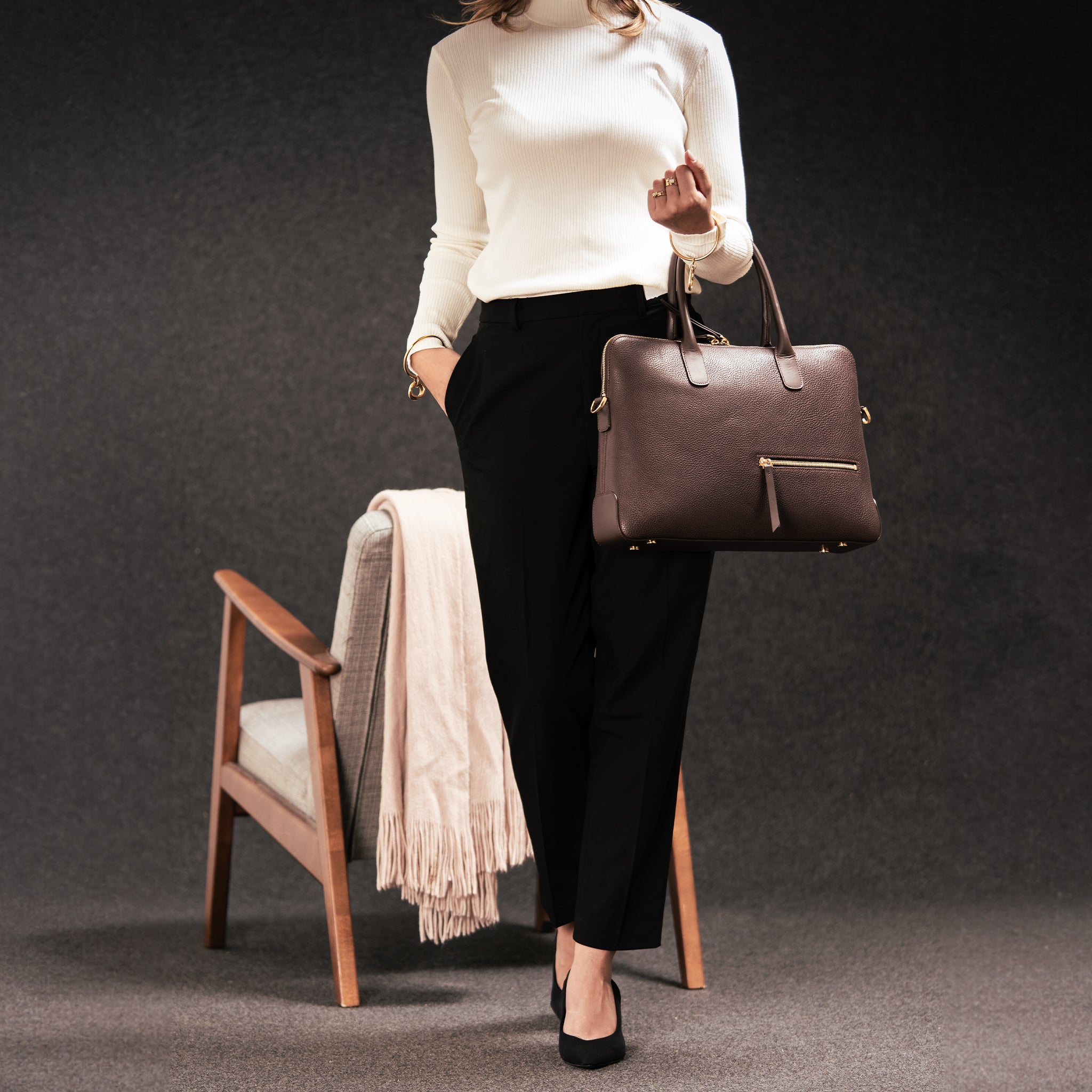 lundi Leather Briefcase | Lena Chestnut