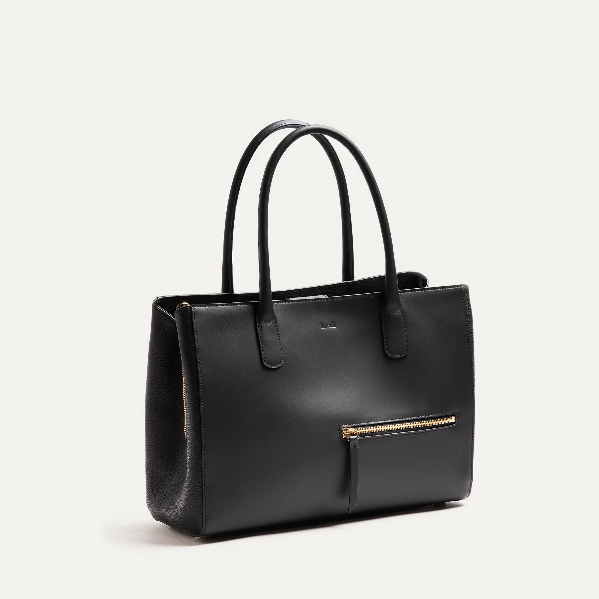 lundi Leather Tote Bag | Emy Black