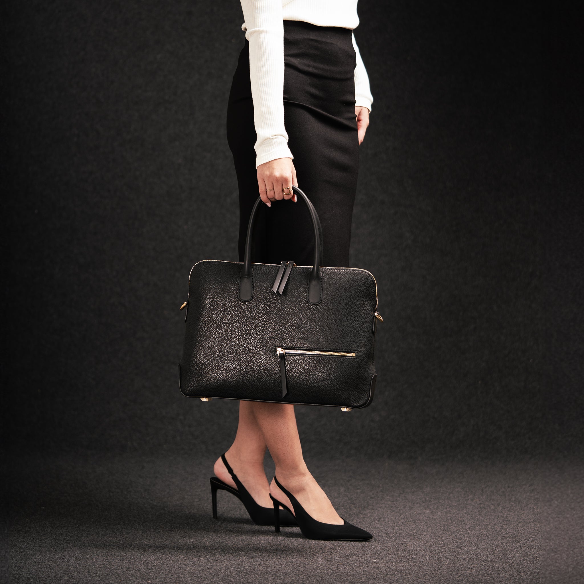 lundi Leather Briefcase | Lena Black