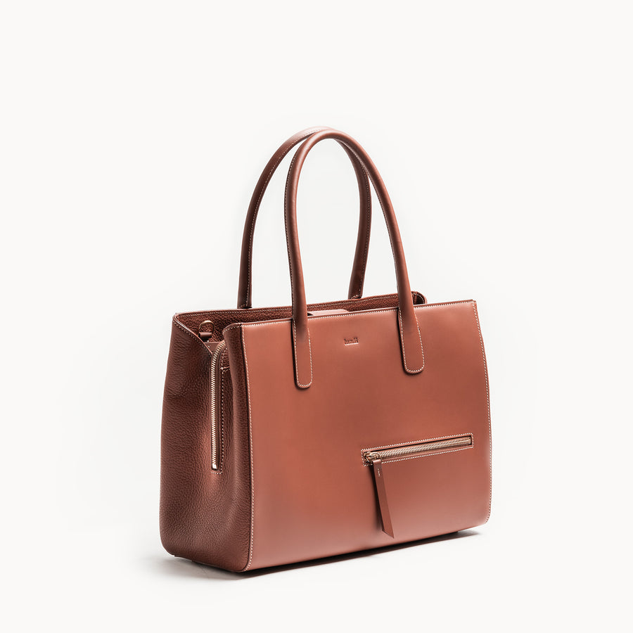 Cabas femme en cuir ~ EMY - COGNAC
