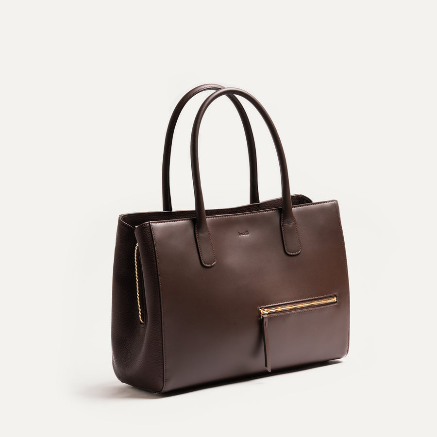 Cabas femme en cuir ~ EMY - MARRON
