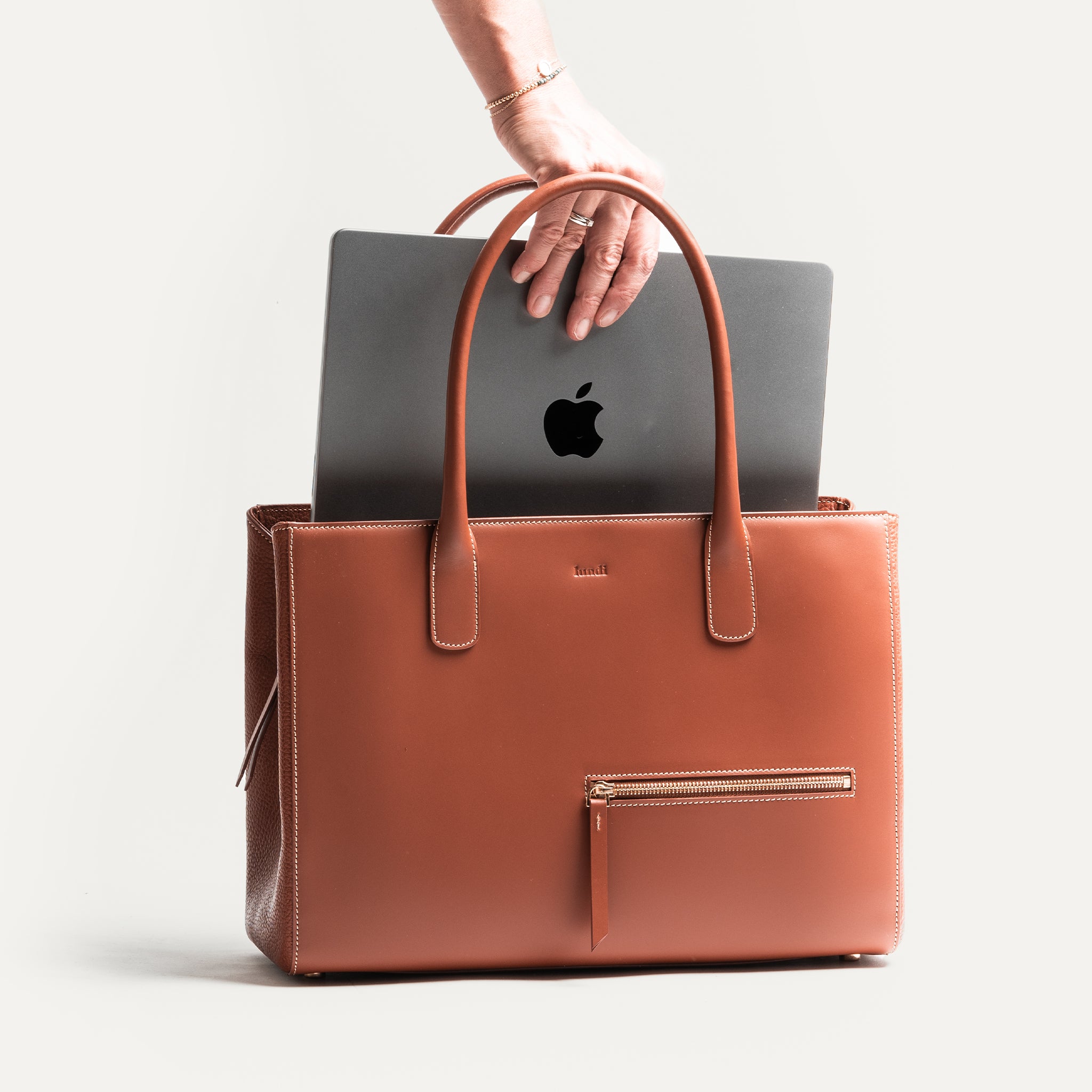 lundi Leather Tote Bag | Emy Cognac