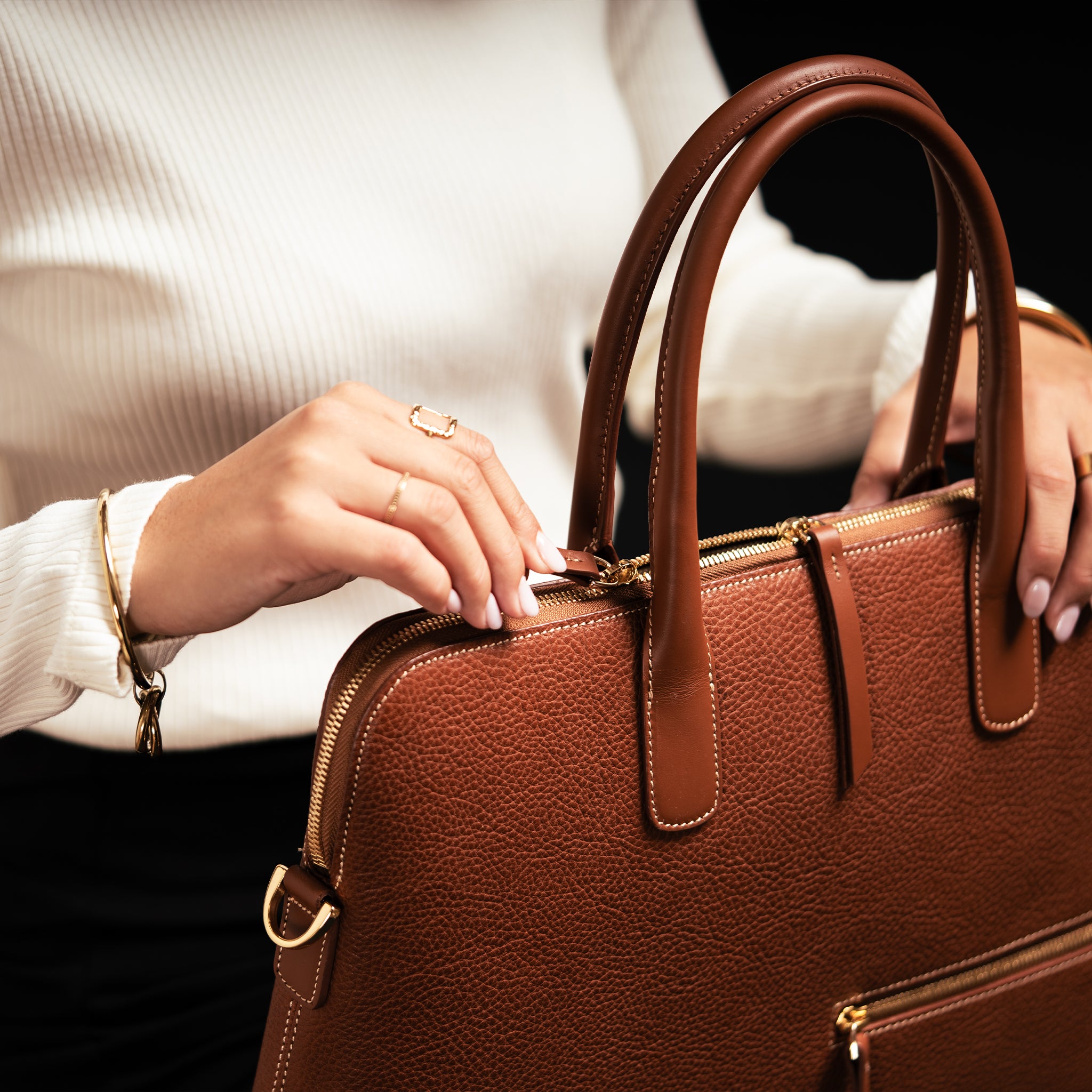 lundi Leather Briefcase | Lena Cognac