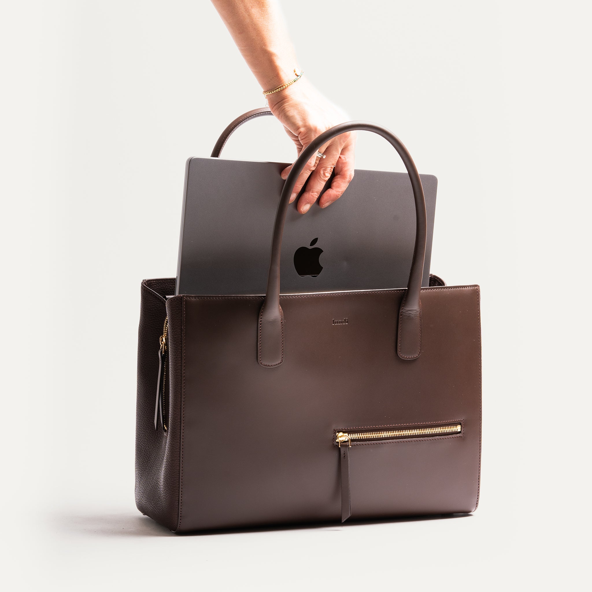 Sac cabas en cuir lundi | EMY Marron