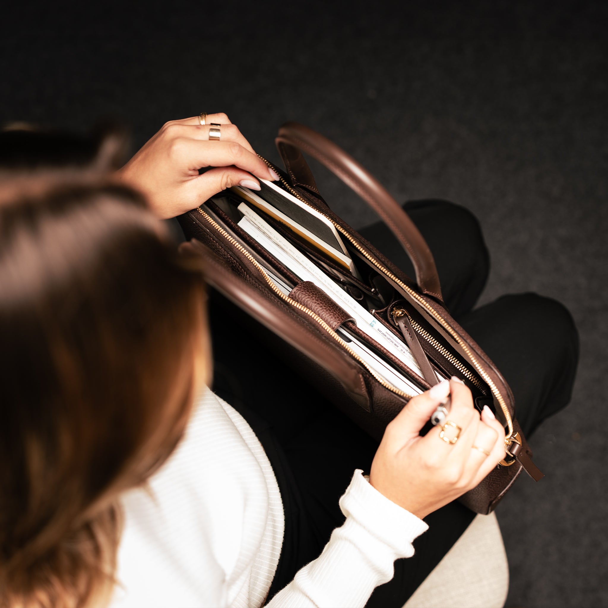 lundi Leather Briefcase | Lena Chestnut