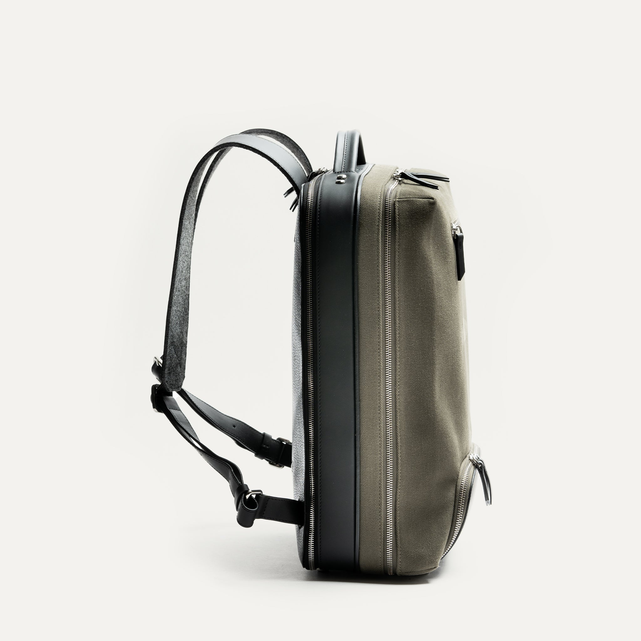 ANTOINE, Khaki | lundi 36-hour Backpack in cotton and leather
