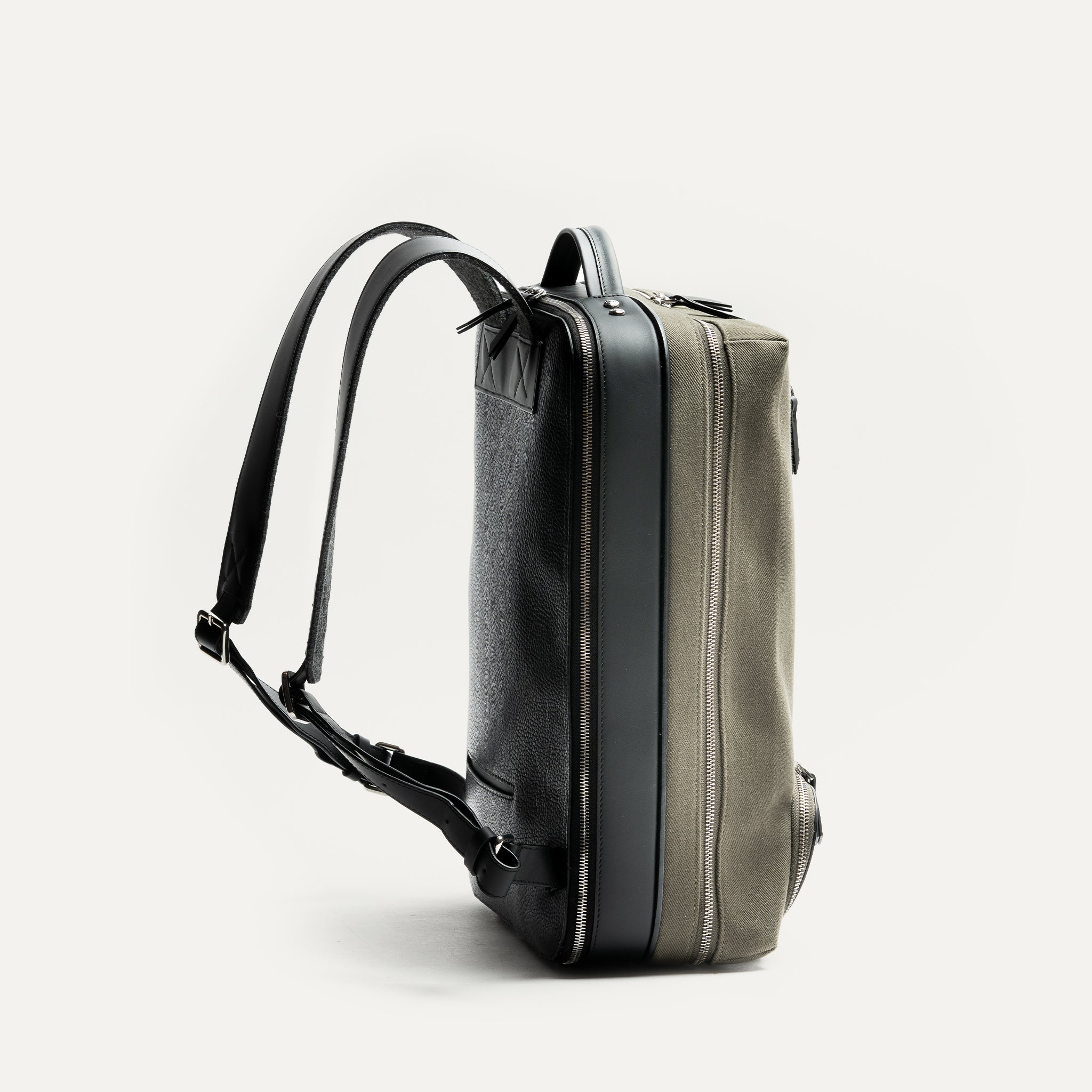 ANTOINE, Khaki | lundi 36-hour Backpack in cotton and leather