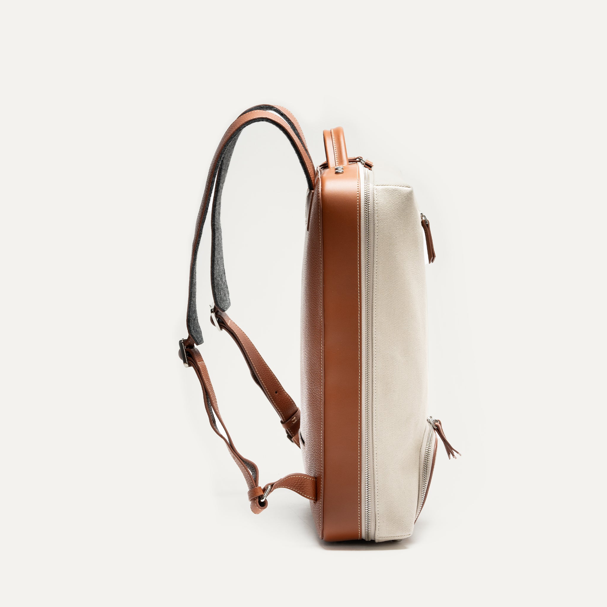 RUBENS, Sand | lundi Cotton and Leather One Day Backpack