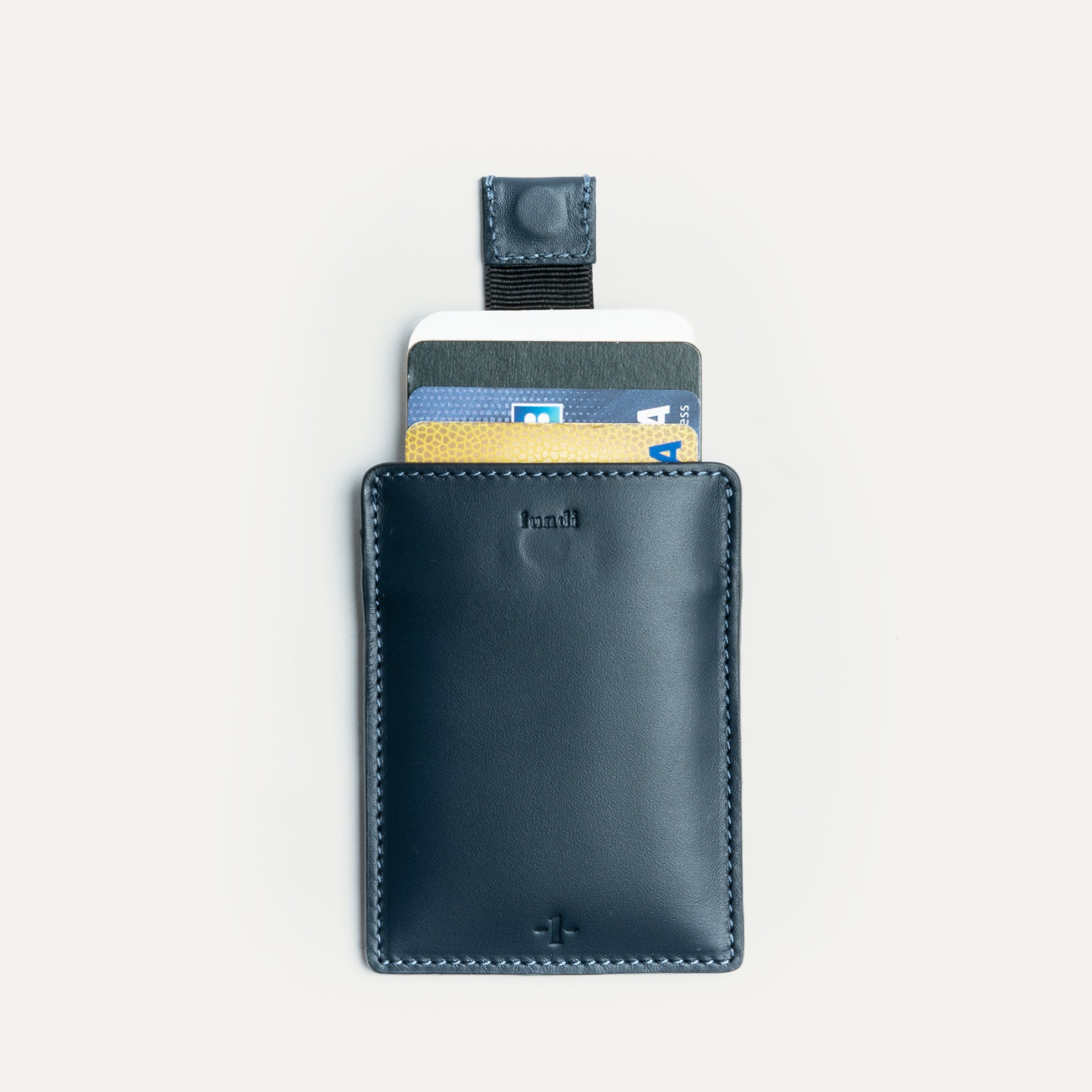 lundi leather card holder | LOUIS Navy