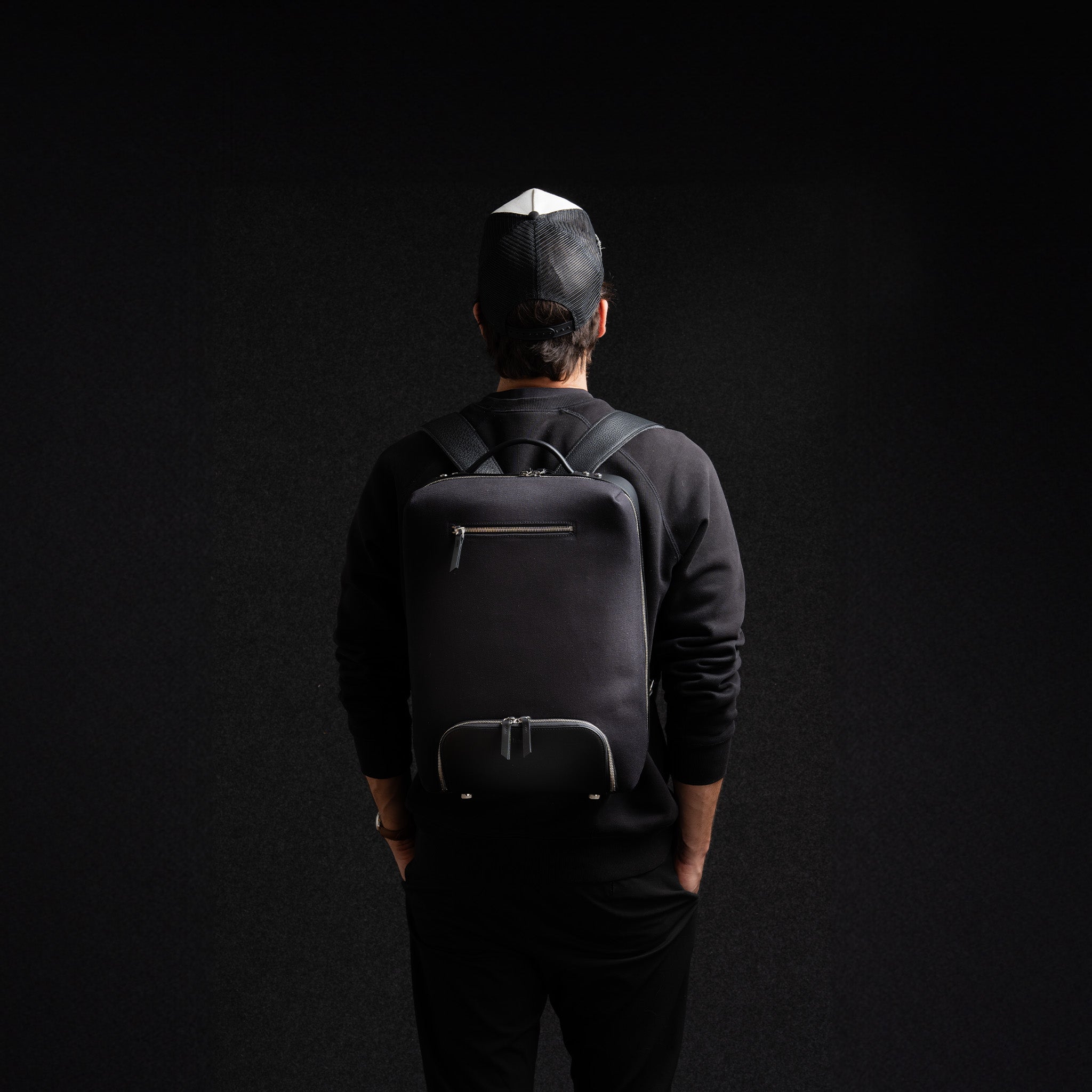 RUBENS, Black | lundi Cotton and Leather One Day Backpack