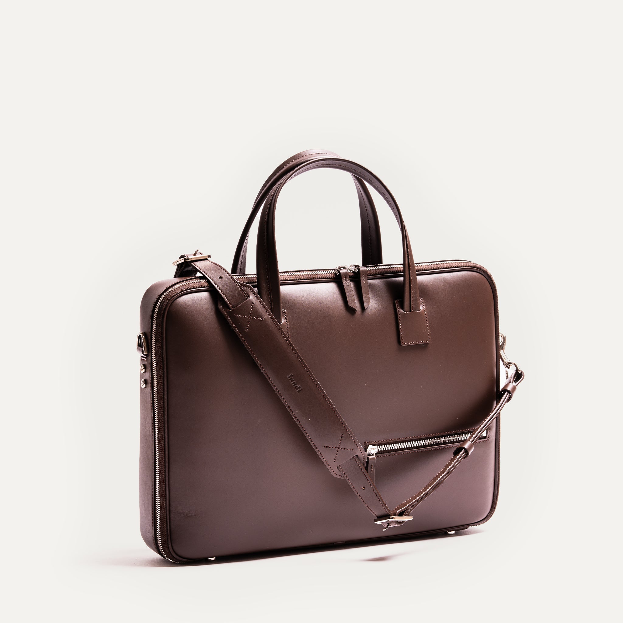 lundi Leather Briefcase | ALESSANDRO Brown