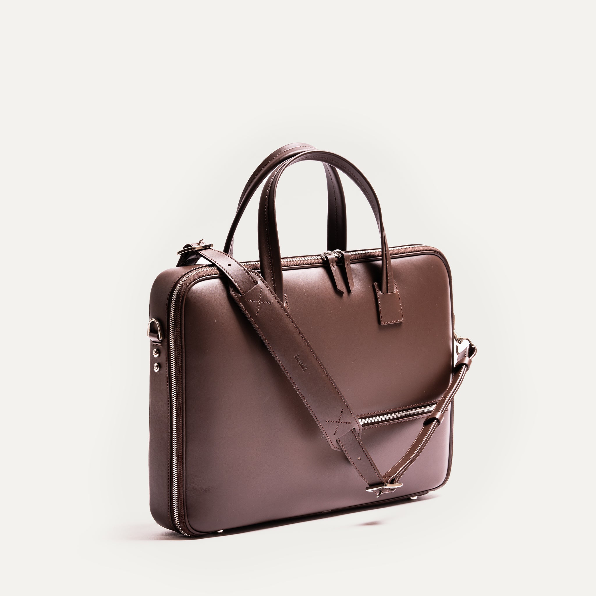 lundi Leather Briefcase | ALESSANDRO Brown