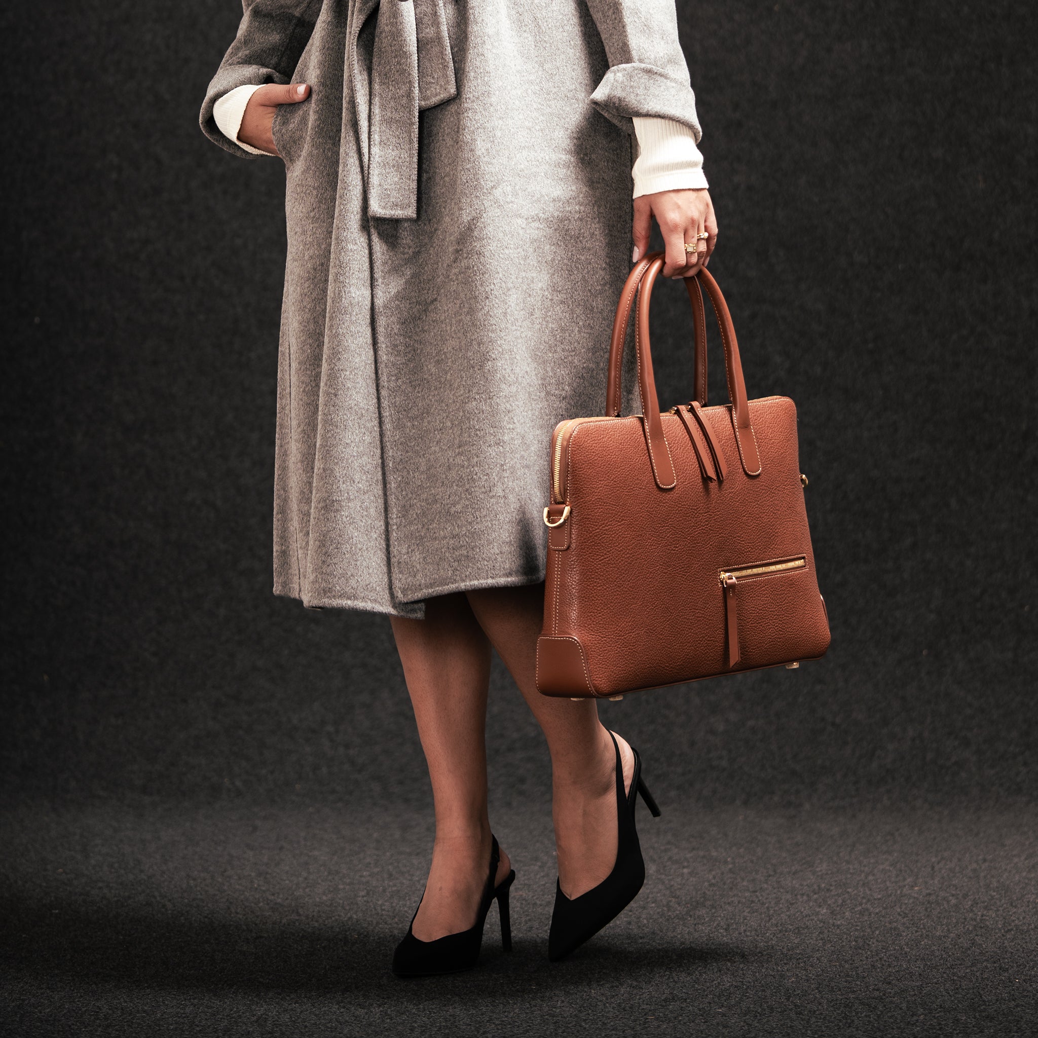 lundi Leather Briefcase | Lena Cognac