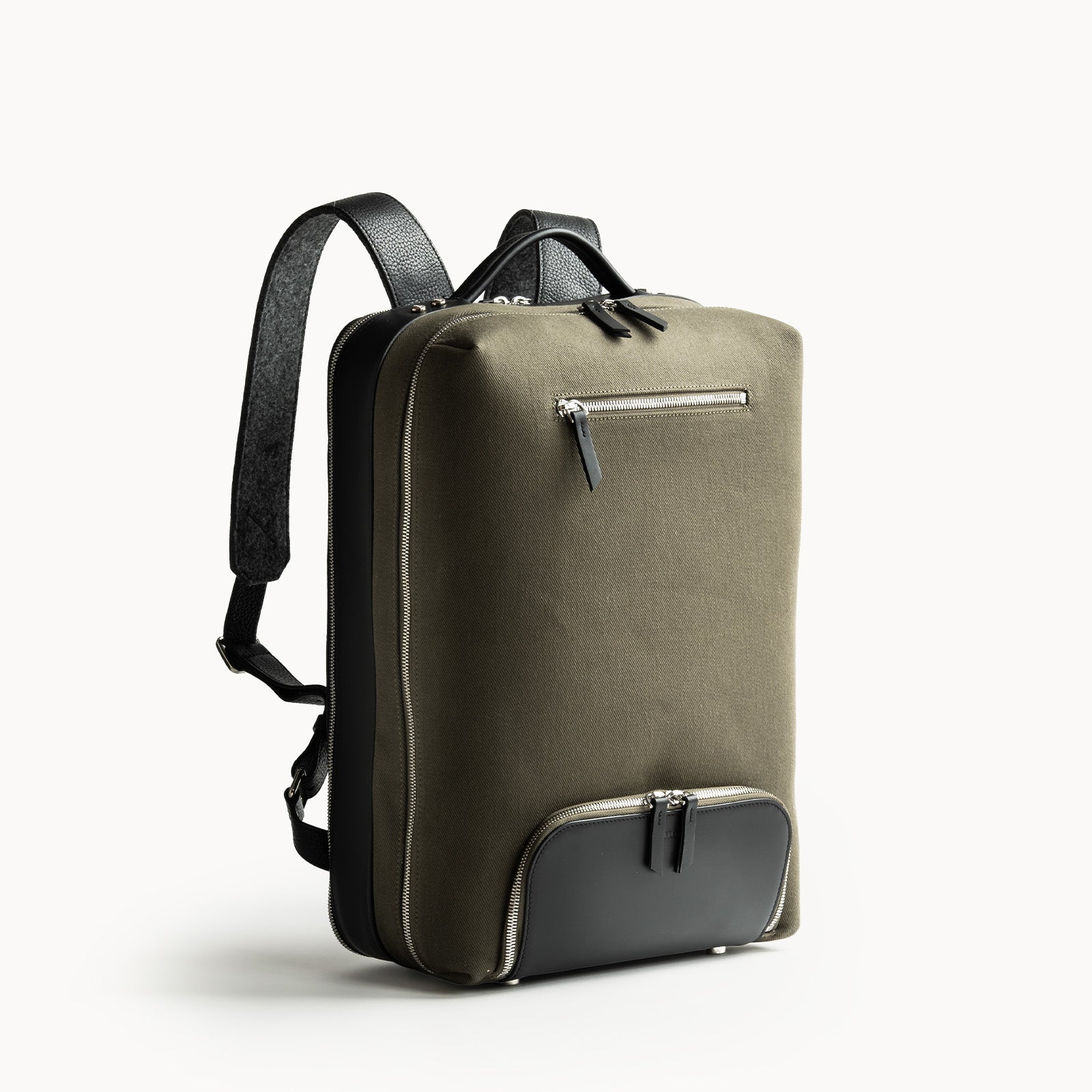 Sac à dos homme cuir​ noir et toile kaki pour un grand confort pour votre dos