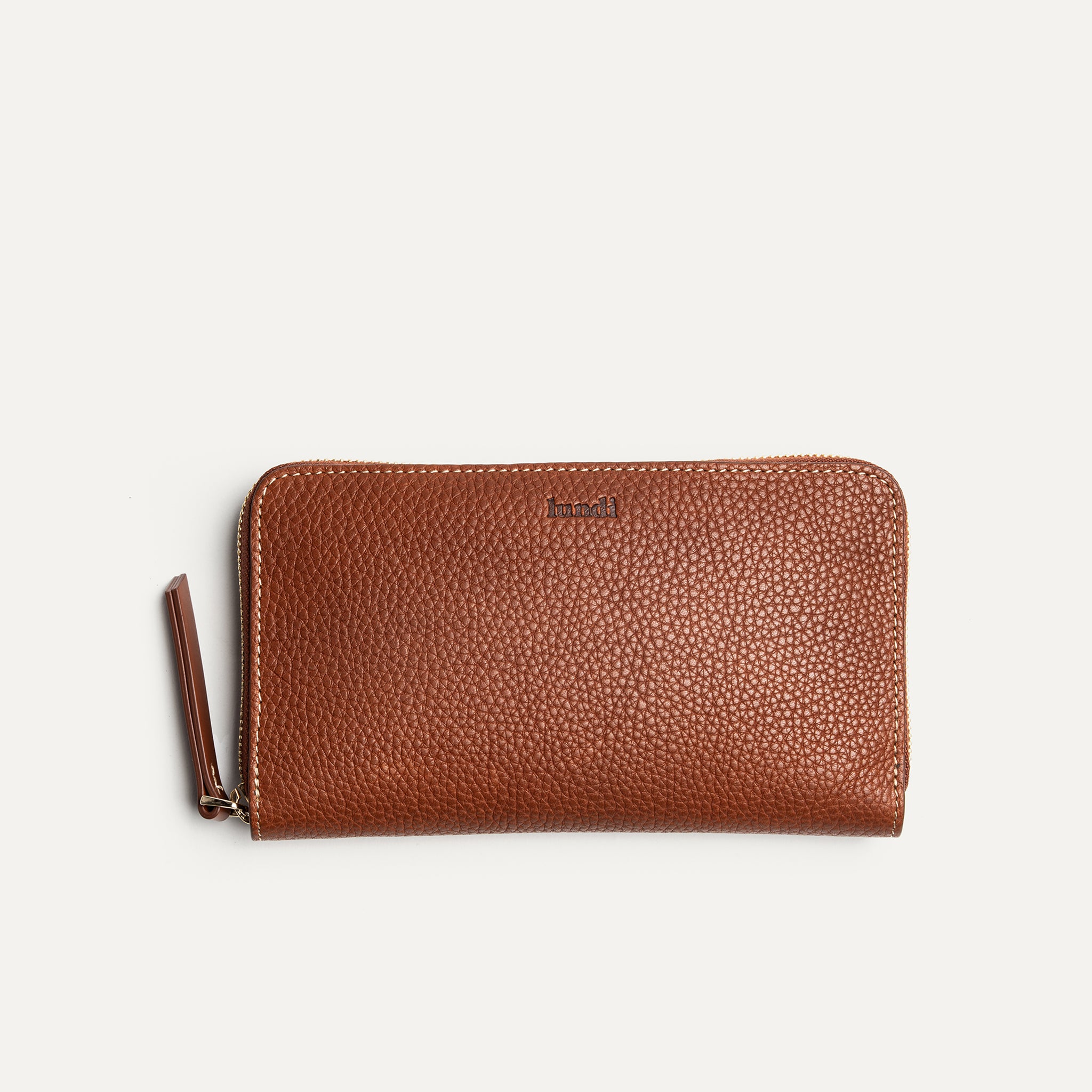 Compagnon femme en cuir grainé cognac